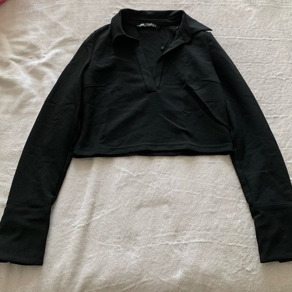 Zara polo crop top